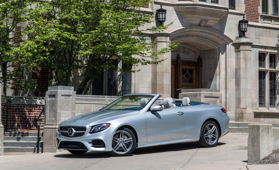 <p>caranddriver.com</p><p><a href="https://www.caranddriver.com/mercedes-benz/e-class" rel="nofollow noopener" target="_blank" data-ylk="slk:Learn More;elm:context_link;itc:0;sec:content-canvas" class="link ">Learn More</a></p><p>We named the Mercedes-Benz E450 to our 10Best Cars list because it does everything well, and that includes top-down driving. It's more than just a great top-down driver, though. It has an exquisitely appointed interior and is a blast to drive, thanks to its 362-hp twin-turbo 3.0-liter V-6. You can tailor the E450 to match your driving mood, be it a spirited romp on curvy back roads or as a smooth-riding interstate rocket. Put the top up, and the interior is quiet and snug. Every element of this Editors' Choice E-class convertible exudes a premium look and feel that makes every trip a special one.</p>