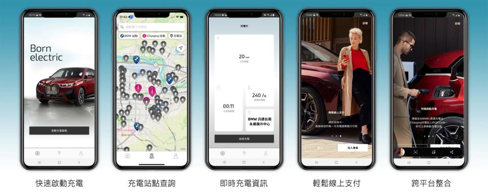 BMW總代理汎德針對台灣市場推出「BMW充電App」智慧服務，能輕鬆搜尋全台充電站點，掃瞄QR-Code就能啟動充電功能，並能即時查看充電狀態、充電紀錄及綁定信用卡付費，享受便利的科技電能用車生活