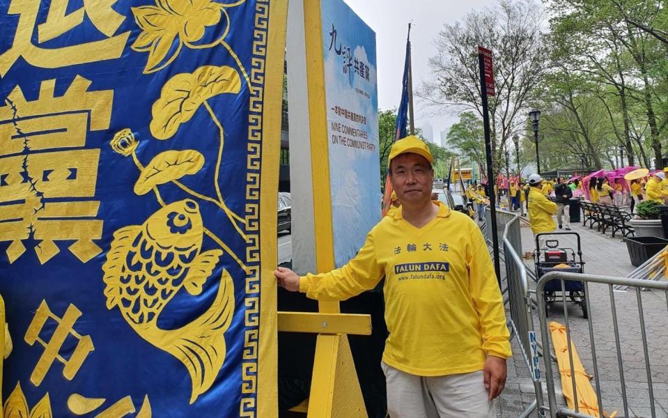 Mr. Cheng at a parade in New York on May 13, 2022