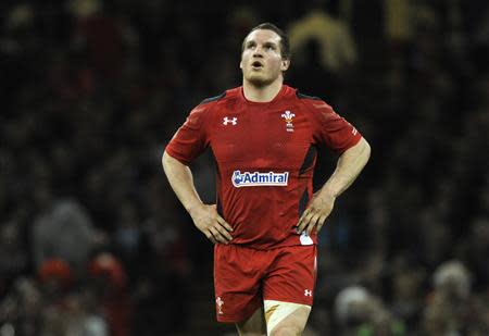 Gethin Jenkins becomes Wales's record cap-holder with 105 caps during their Six Nations Championship rugby union match against Scotland at the Millennium Stadium, Cardiff, Wales, March 15, 2014. REUTERS/Rebecca Naden