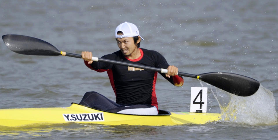 Yasuhiro Suzuki won’t be doing any competitive kayaking for eight years after lacing a rival’s drink with a banned substance. (Kyodo News via AP)