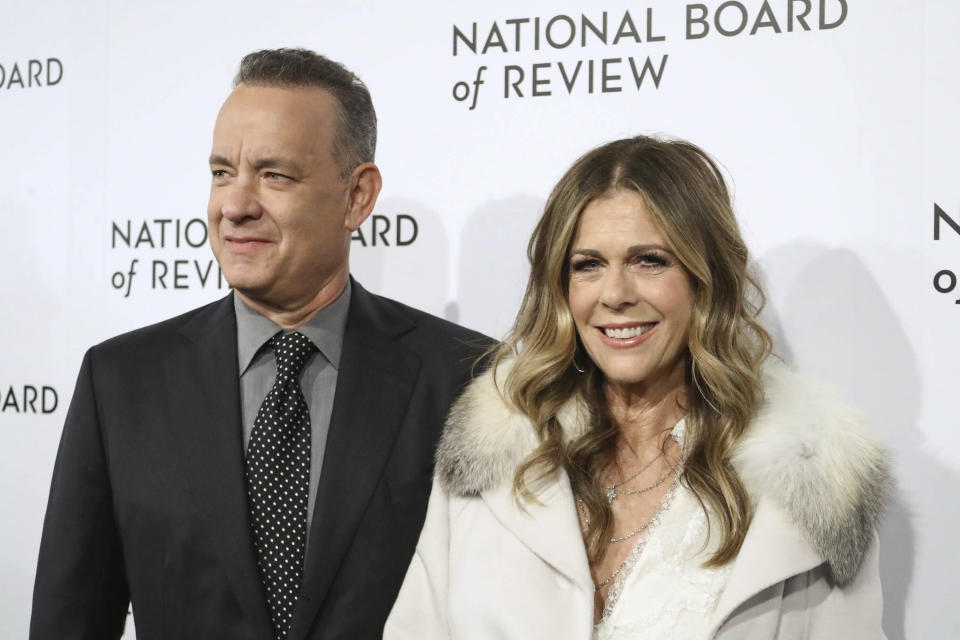 Photo by: John Nacion/STAR MAX/IPx 2020 3/11/20 Tom Hanks and Rita Wilson test positive for Coronavirus. STAR MAX File Photo: 1/9/18 Tom Hanks and Rita Wilson at The National Board of Review Annual Awards Gala (NBR) in New York City.