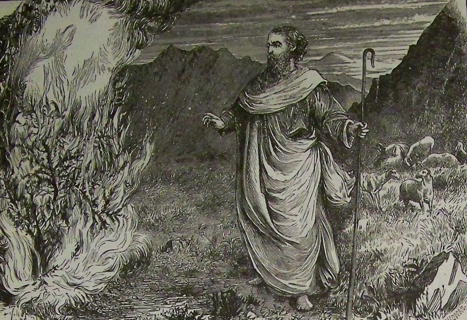 The story of Moses and the burning bush can feel alienating to deaf people. <a href="http://thebiblerevival.com/clipart/1890holmanbible/bw/mosesandtheburningbush.jpg" rel="nofollow noopener" target="_blank" data-ylk="slk:An illustration from the 1890 Holman Bible;elm:context_link;itc:0;sec:content-canvas" class="link ">An illustration from the 1890 Holman Bible</a>