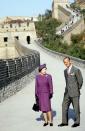 <p>The Queen and Prince Philip visit the Great Wall of China.</p>
