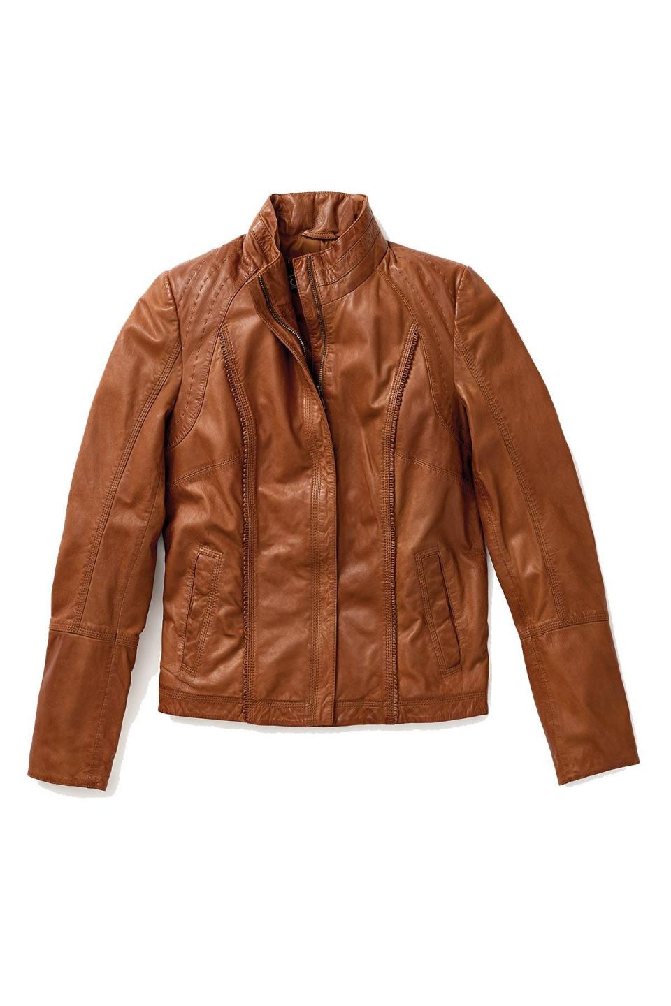 Azura Washed Lambskin Leather Jacket