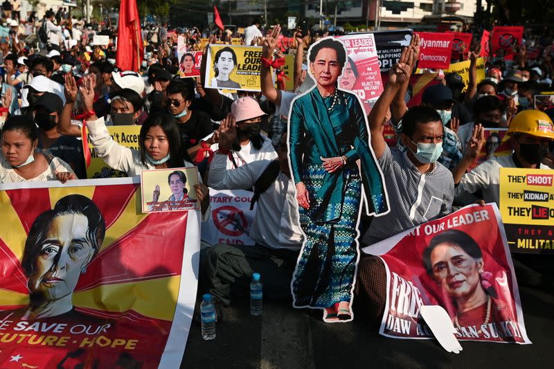 Protest against the military coup, in Yangon