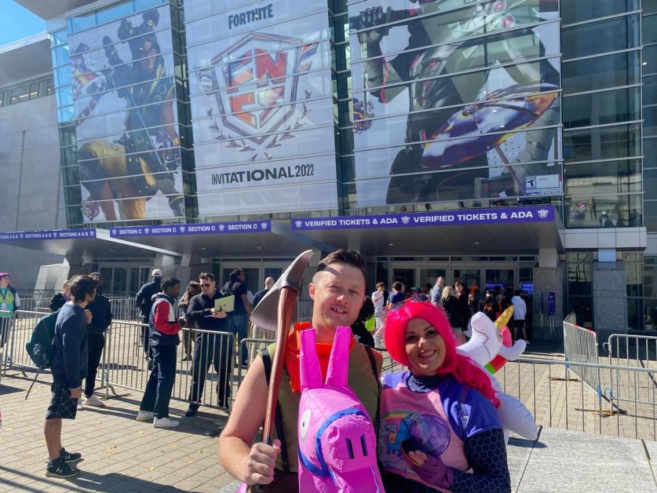 Fans outside the Raleigh Convention Center attend the Fortnite Champion Series Invitational in November 2022.