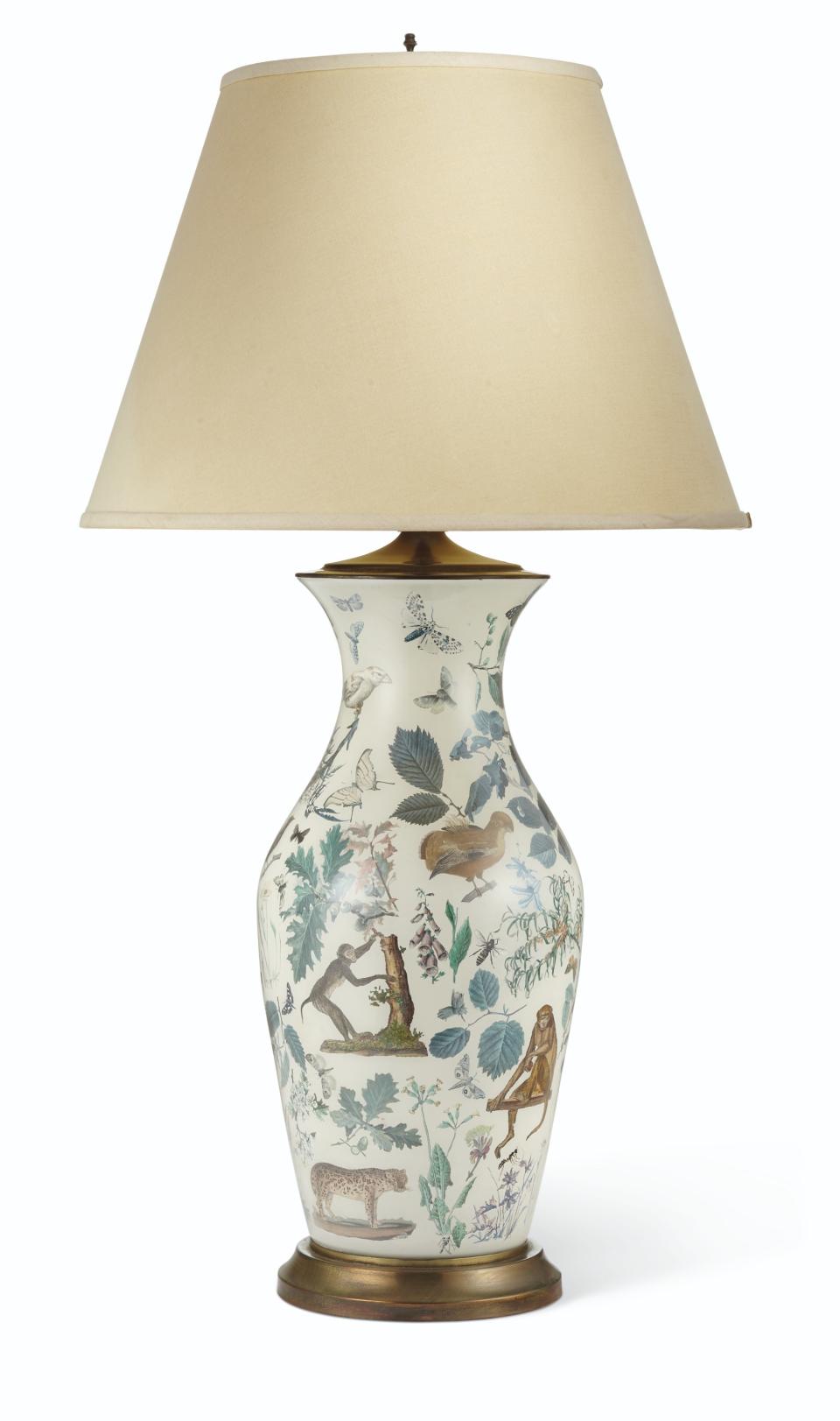 A 20th-century Decalcomania Baluster vase mounted as a lamp