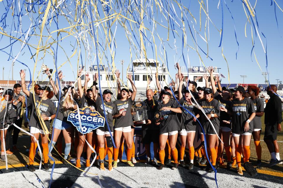 Tennessee Lady Vols soccer in November celebrates its first SEC Tournament championship since 2008. The Vols also took tournament titles in baseball and, for the first time since 1979, men’s basketball.