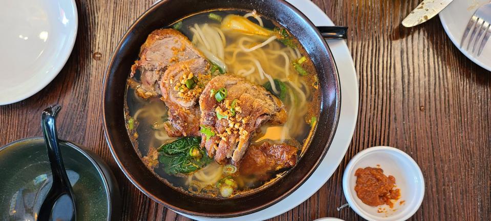 Kim-Chi Grill's crispy duck noodle soup, $18