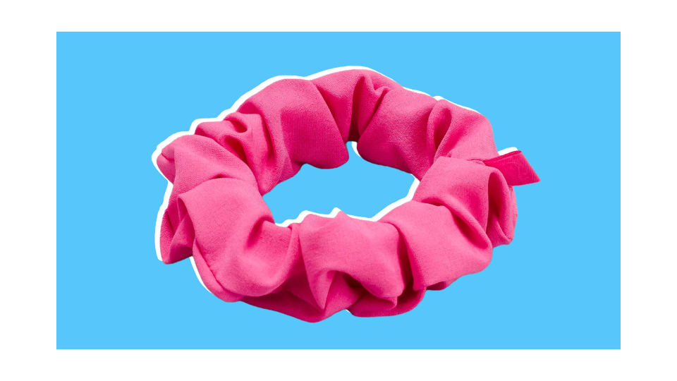 Add a touch of nostalgia to your look with the Uplifting Scrunchie in "Sonic Pink."