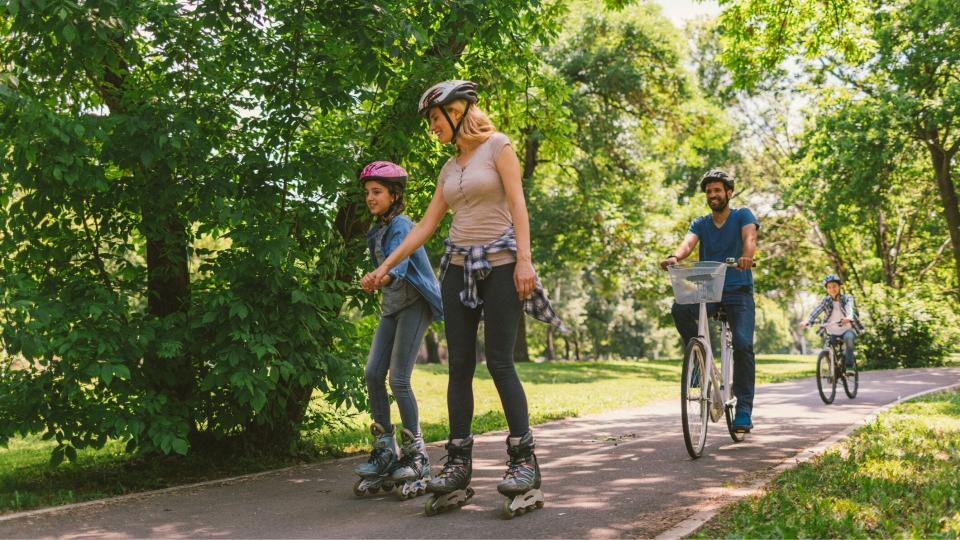 Bust out your bike, scooter, or rollerblades to get out of the house and cruise.