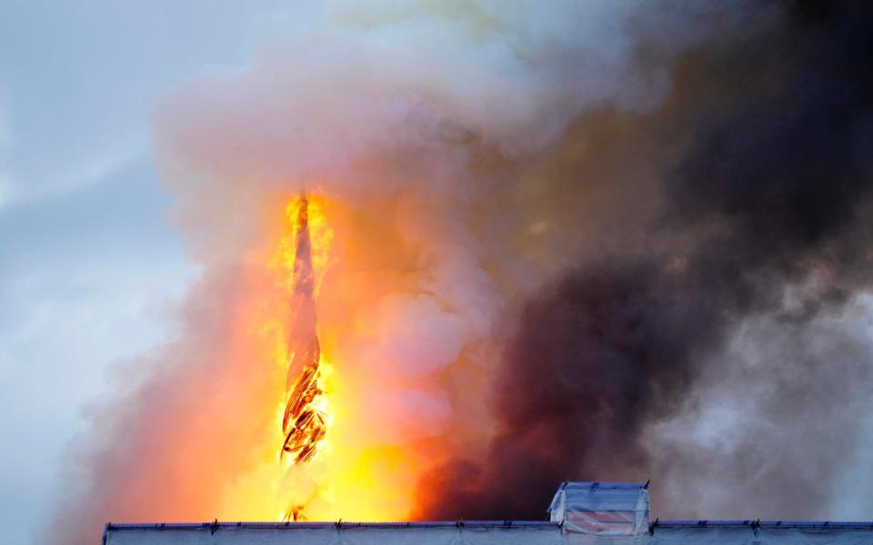 Copenhagen's old Stock Exchange building was ablaze almost five years to the day since the Notre Dame fire