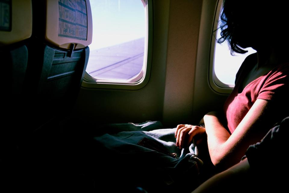 Woman on flight