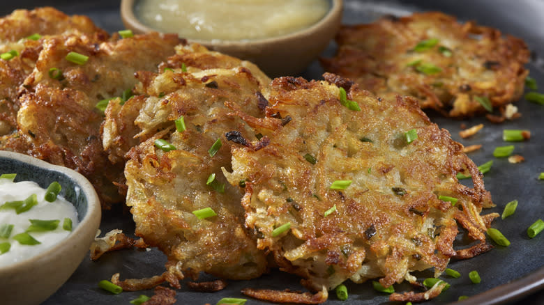 potato pancakes with scallions