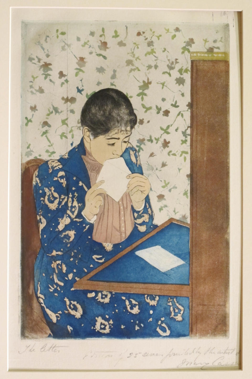 An undated photo released by the New York Public Library, is an 1891 print entitled “The Letter,” by American Artist Mary Cassatt. Eighty-eight examples of Cassatt’s work as a printmaker will be on display at the New York Public Library starting Friday, March, 8, 2013, in an exhibit entitled “Daring Methods: The Prints of Mary Cassatt.” (AP Photo/New York Public Library, Mary Cassatt)