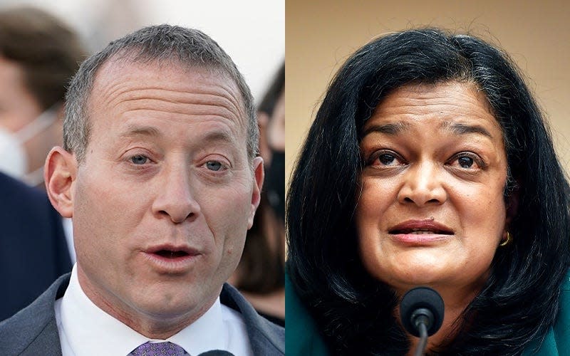 Rep. Josh Gottheimer (R-NJ), left, and Rep. Pramila Jayapal (D-WA).