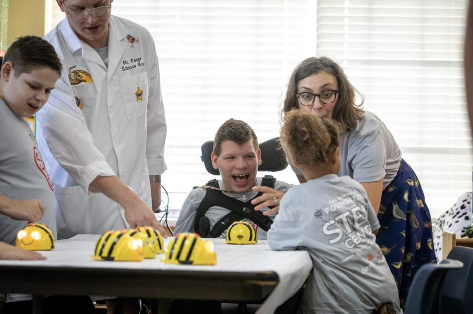 Students at Special Care celebrate their new STEM Center.