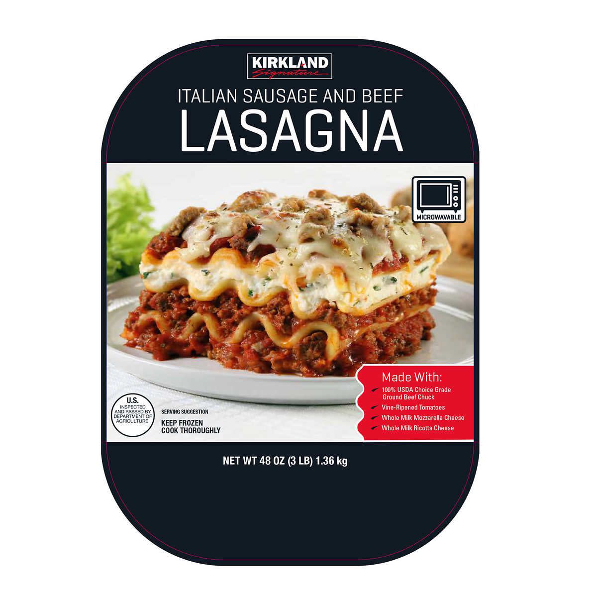 Kirkland Signature Italian Sausage and Beef Lasagna, 2 Count