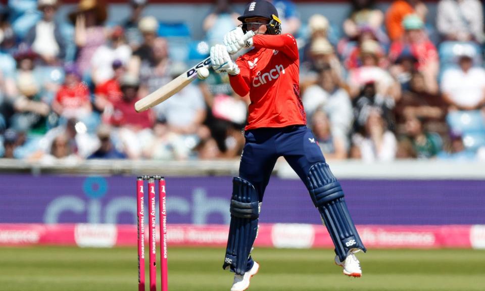 <span>Danni Wyatt improvises a shot during her match-winning innings at Headingley.</span><span>Photograph: Nigel French/PA</span>