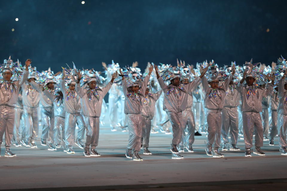 Students under the Ministry of Education performing in a rehearsal of National Day Parade 2019, Act 5, Our Dreams, featuring mass formations depicting iconic images of modern day Singapore. (PHOTO: NDP 2019 Exco)