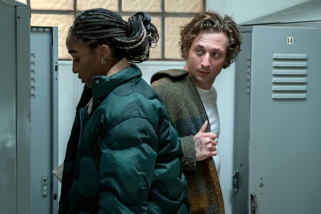 Jeremy Allen White as Carmen “Carmy” Berzatto (right) and Ayo Ebebiri as Sydney Adamu (left) in Season 2, Episode 2 of “The Bear.”