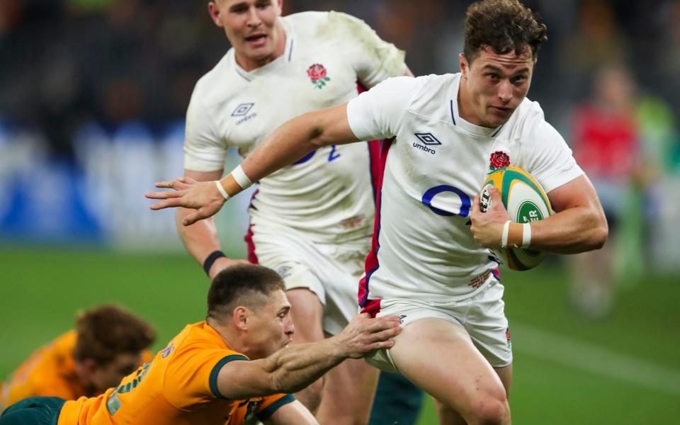 Henry Arundell scores a senational try against Australia - Gary Day/AP