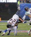 <p>Chicago Bears running back Jordan Howard (24) is upended by New York Giants strong safety Landon Collins during the first half of an NFL football game, Sunday, Dec. 2, 2018, in East Rutherford, N.J. (AP Photo/Seth Wenig) </p>