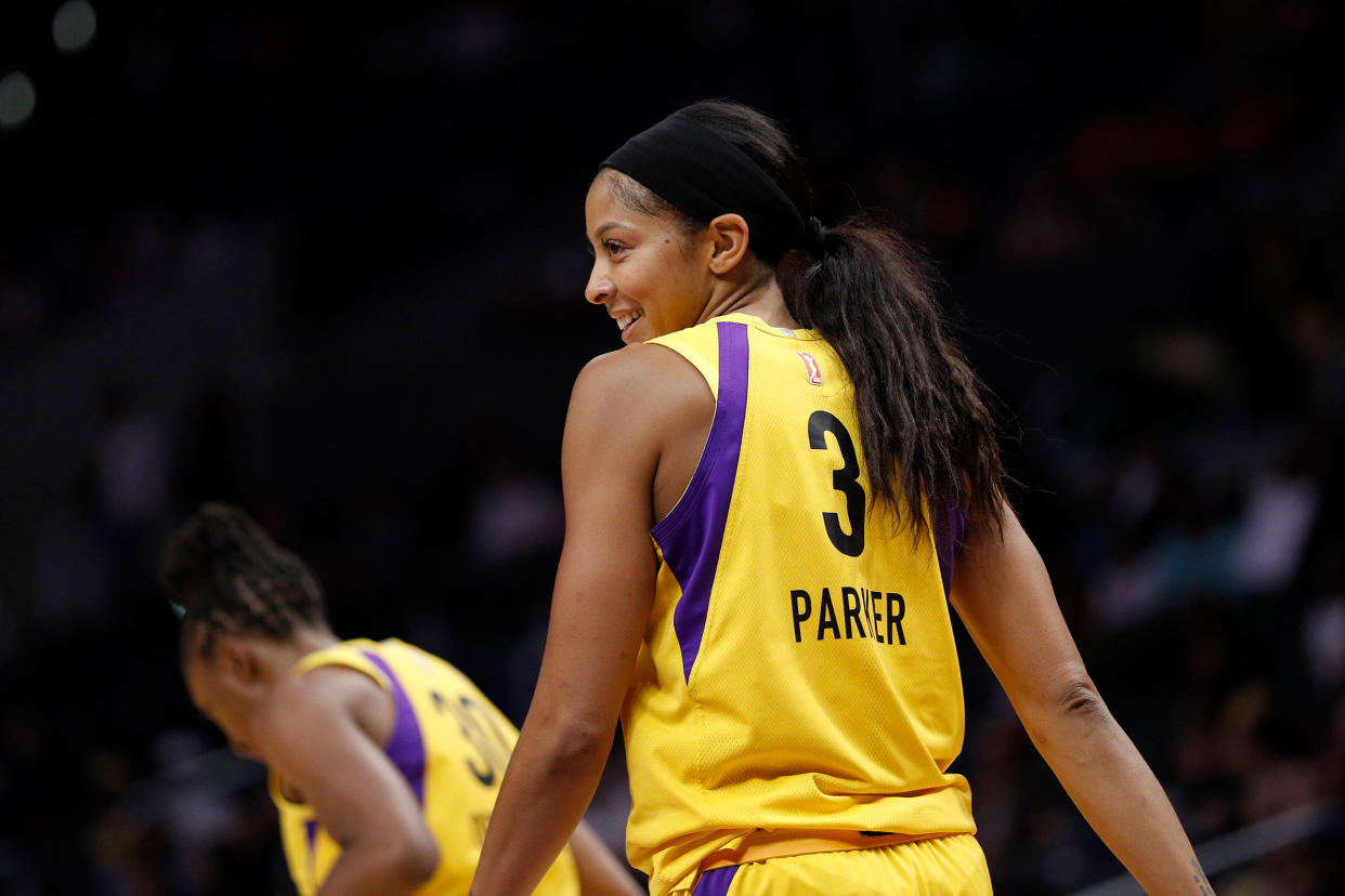 Candace Parker of the Los Angeles Sparks during a game against the Phoenix Mercury