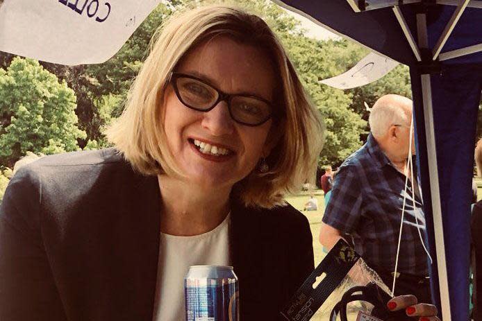 Amber nectar: Amber Rudd with can
