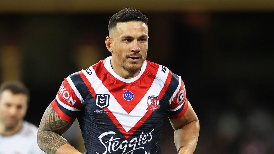 Sonny Bill Williams is seen here during his second stint with the Roosters in 2020.