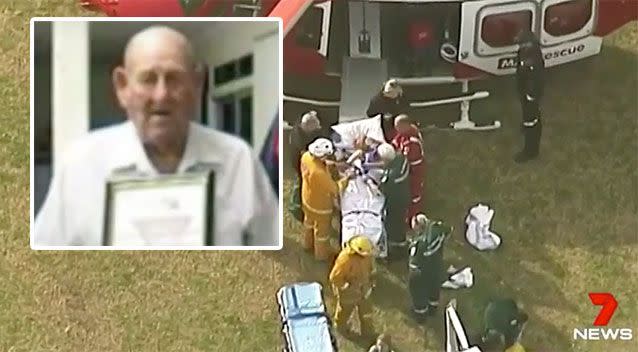Phil was airlifted to hospital. Source: 7 News