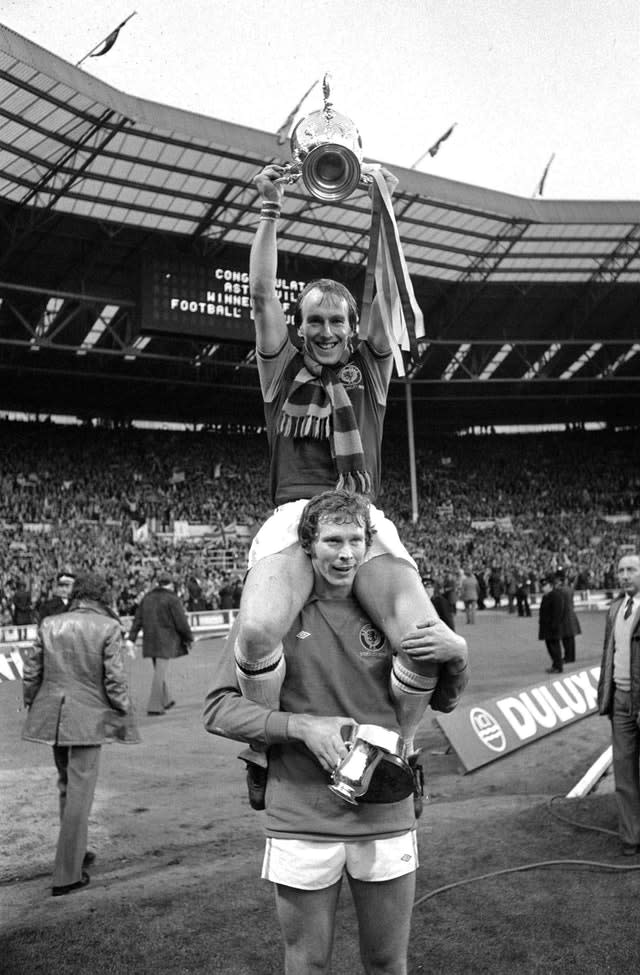 Ray Graydon celebrates Villa's League Cup win (PA)