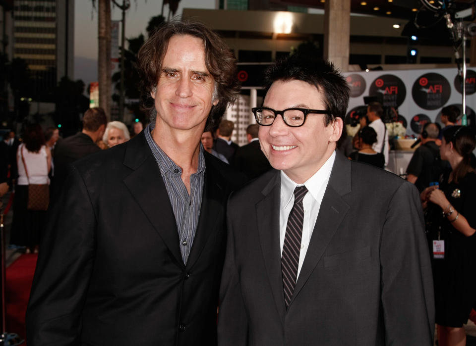 Jay Roach and Mike Myers arrive at AFI's Night At The Movies on October 1, 2008. (Photo by Kevin Winter/Getty Images for AFI)