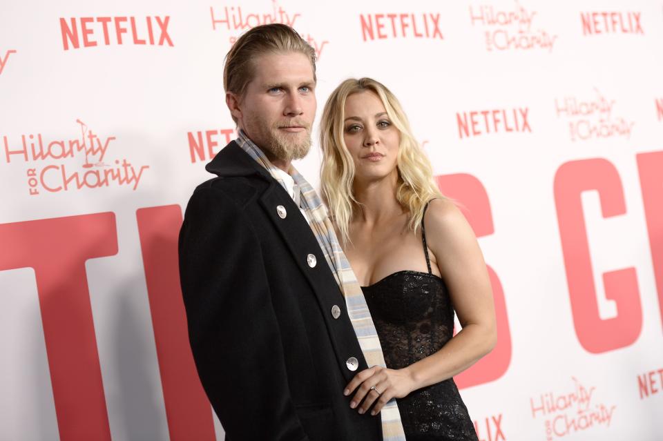 Kaley Cuoco and Karl Cook at Seth Rogen's Hilarity for Charity event at Hollywood Palladium on March 24, 2018 in Los Angeles, California. (Photo: TARA ZIEMBA/AFP/Getty Images)