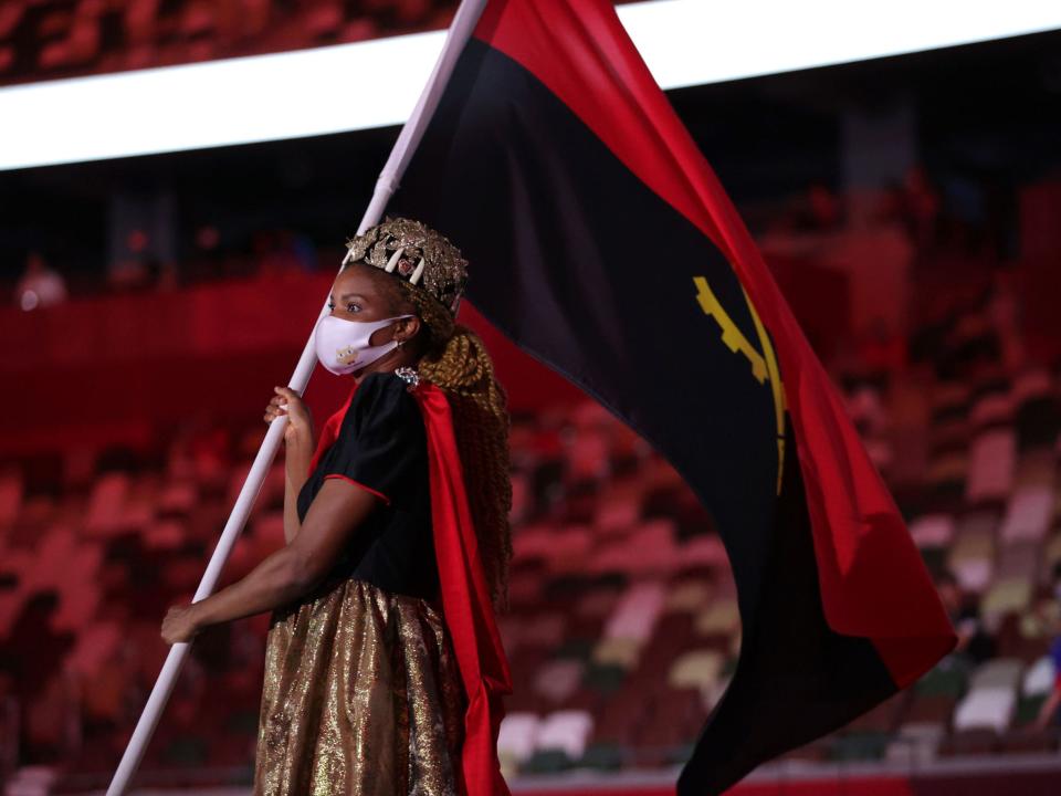 Athletes from Angola make their entrance at the Summer Olympics.