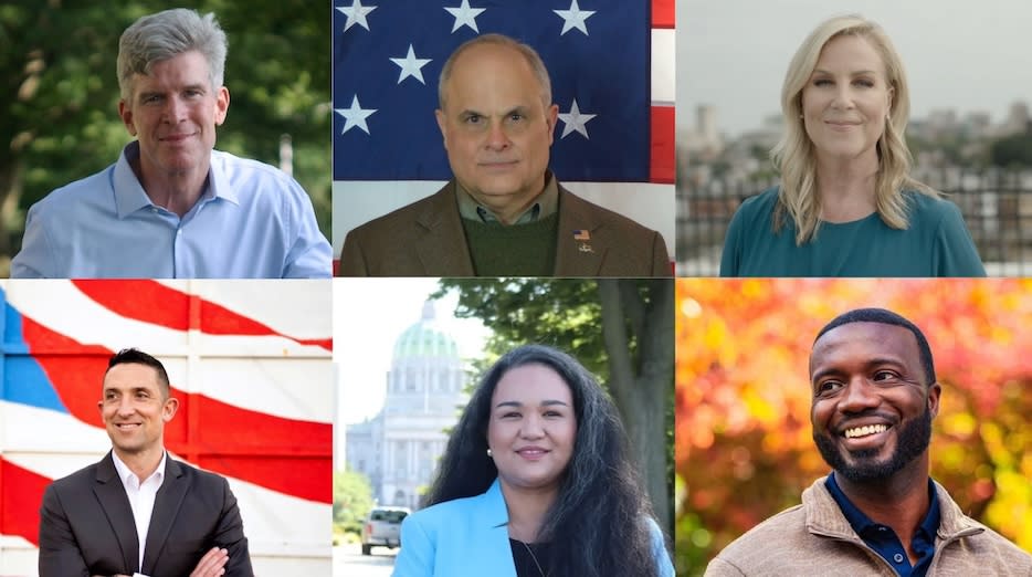 The six Democrats running to challenge U.S. Rep. Scott Perry in PA-10: John Broadhurst, Rick Coplen, Janelle Stelson, Mike O'Brien, Shamaine Daniels and Blake Lynch.