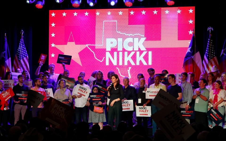 Nikki Haley at a rally in Fort Worth, Texas