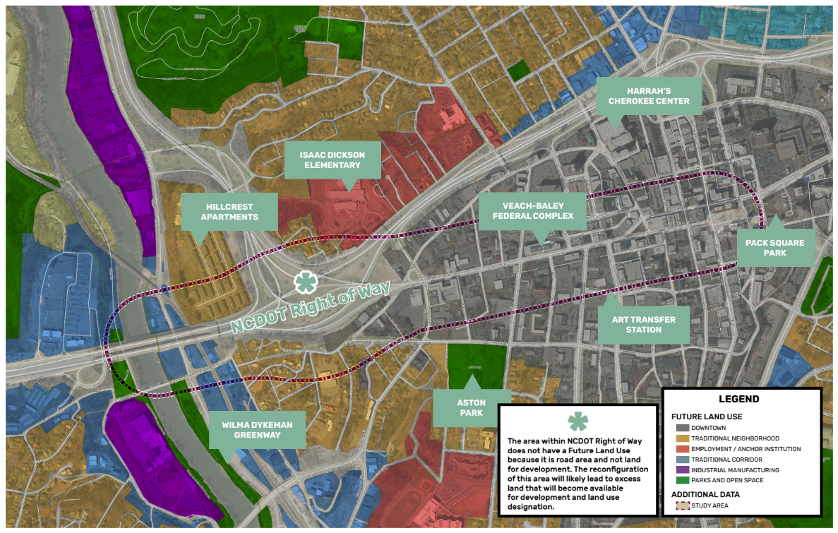 Existing conditions along the project area for the Patton Avenue Corridor Feasibility.