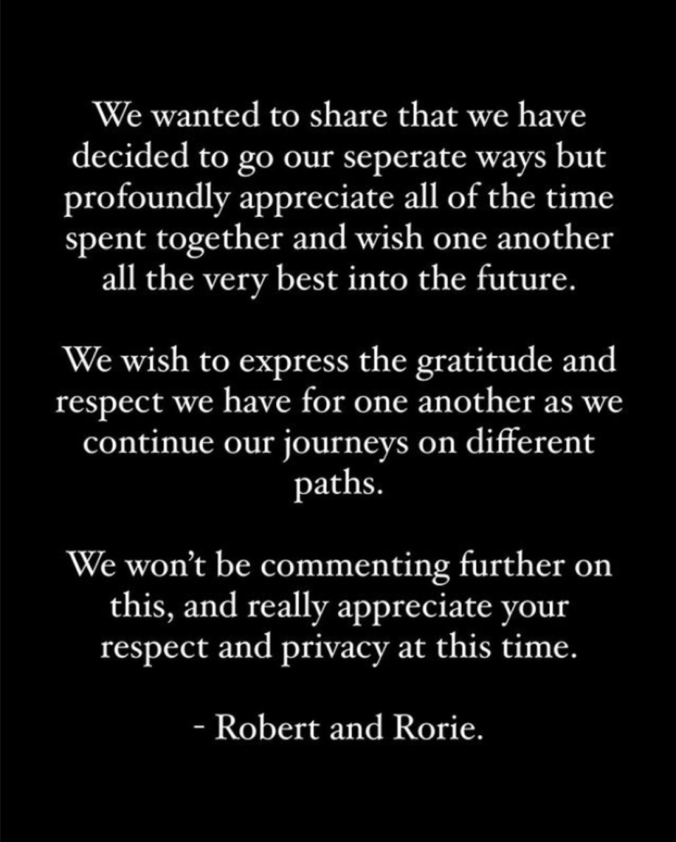 Robert Irwin's break-up announcement.