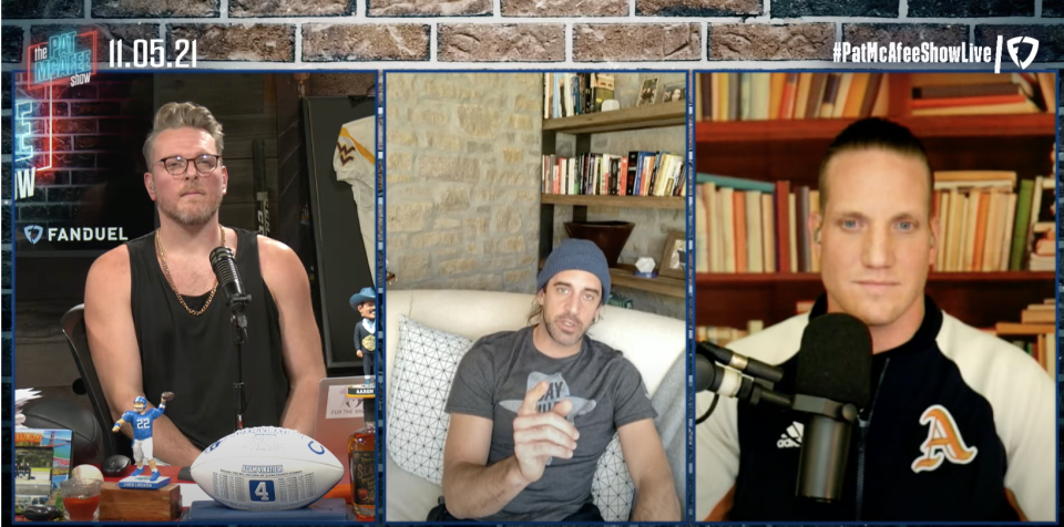 Aaron Rodgers appeared on The Pat McAfee Show on Friday, Nov. 5. (The Pat McAfee Show)