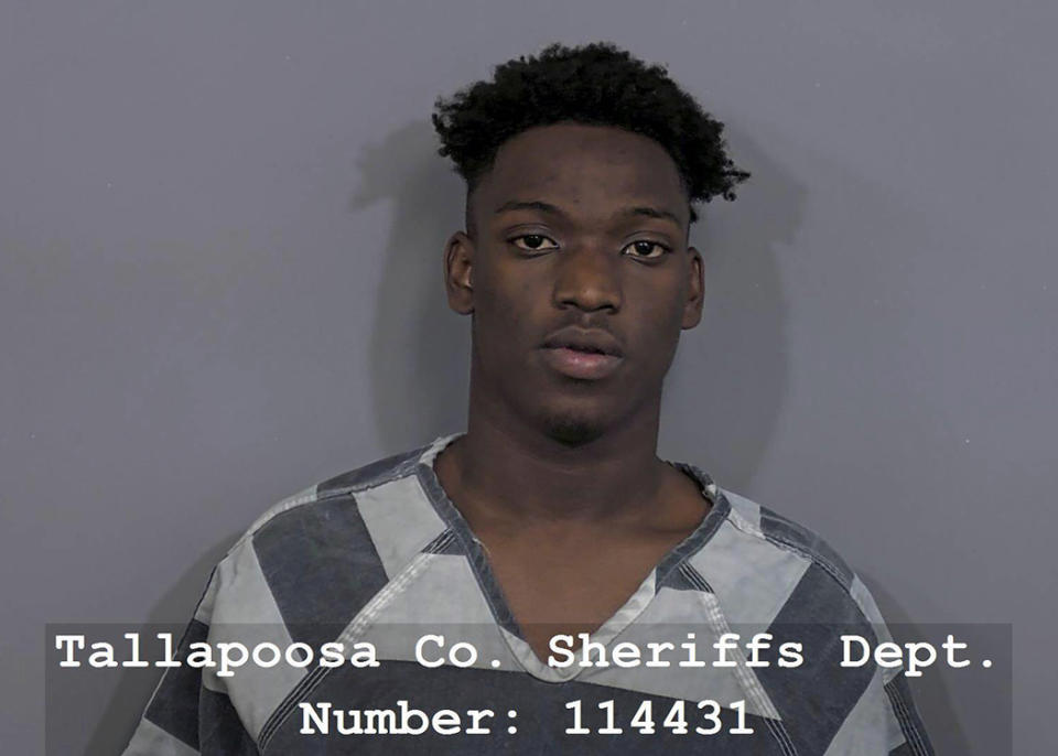 This photo provided by the Tallapoosa Co. Sheriffs Dept. shows Travis McCullough, 16,. Travis McCullough, Tyreese McCullough, 17, and Wilson LaMar Hill Jr., 20 have been arrested and charged with reckless murder in connection with a shooting that killed four young people at a Sweet Sixteen birthday party in rural Alabama, investigators announced Wednesday. April 19, 2023. (Tallapoosa Co. Sheriffs Dept. via AP)