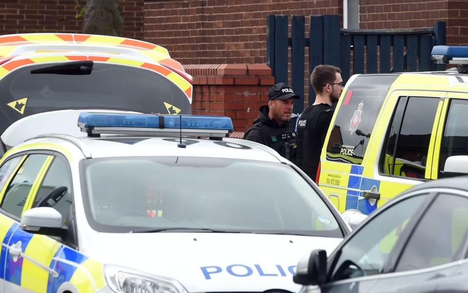 Police carried out a raid on an address at Quantock Street, Moss Side as part of investigations into the Manchester Arena bombing - Credit: MEN MEDIA/ Ian Cooper