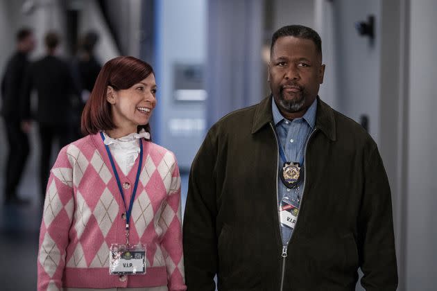 Carrie Preston as Elsbeth Tascioni and Pierce as Capt. Wagner in the first season of 