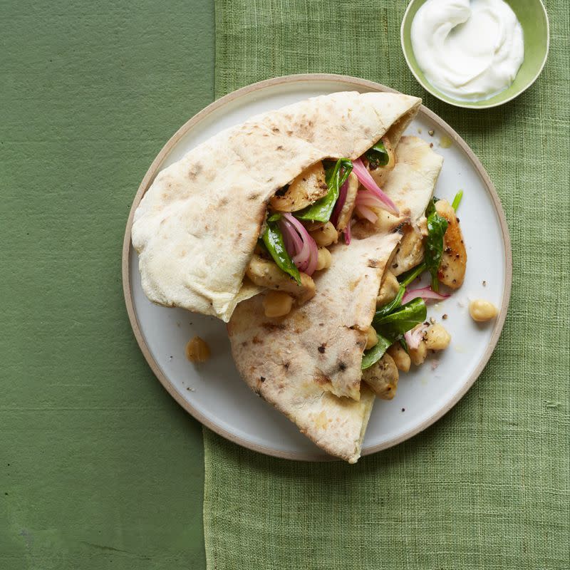 Spinach, Chickpea, and Chicken Pitas