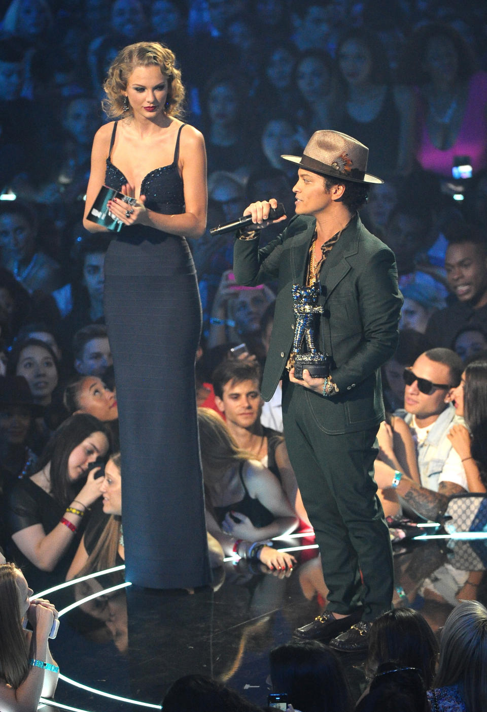 Taylor Swift and Bruno Mars onstage