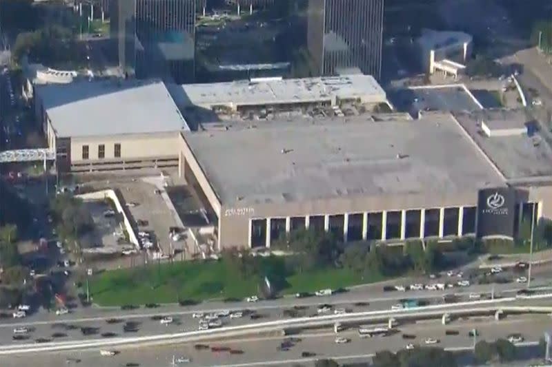 Television evangelist Joel Osteen’s Lakewood Church is seen in an aerial view after a shooting incident in Houston