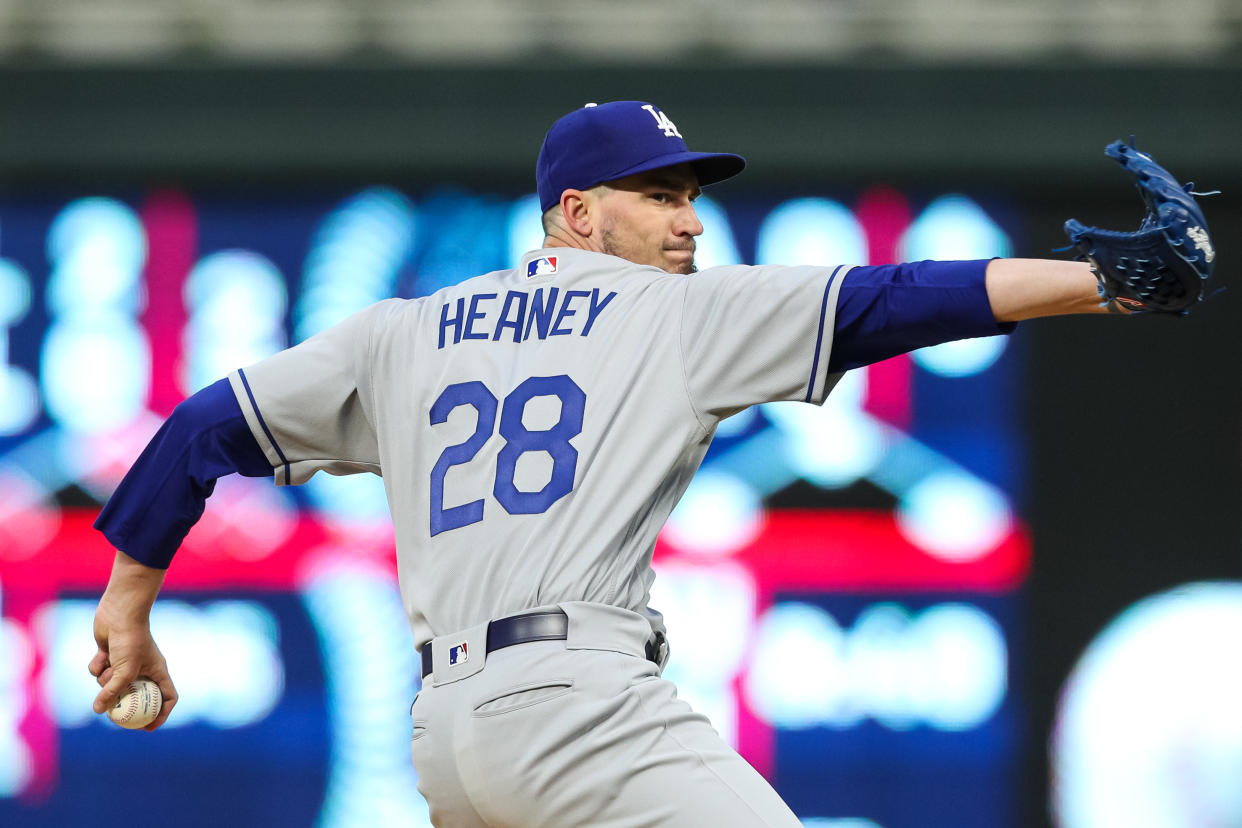 Andrew Heaney #28 of the Los Angeles Dodgers has huge fantasy upside