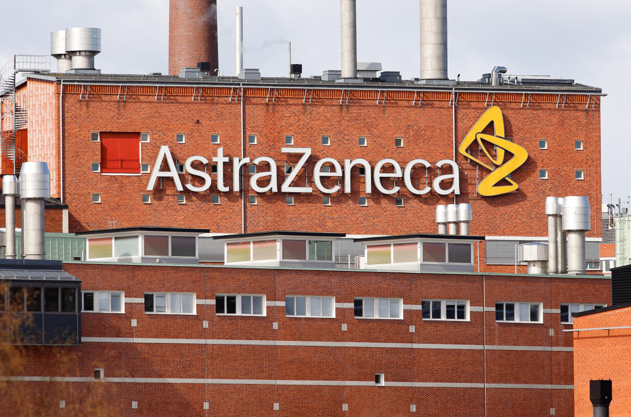 Sodertalje, Sweden - April 13, 2020: Extrior view of the multinational pharmaceutical and biopharmaceutical company AstraZeneca production plant located at Snackviken.