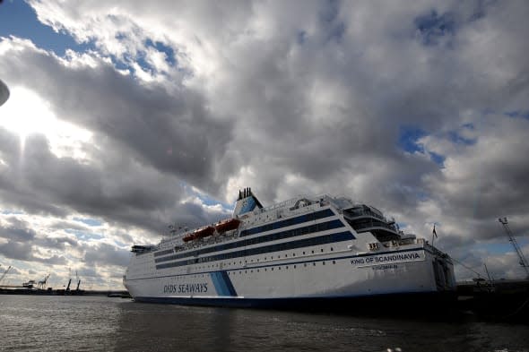 A drunk passenger who was smoking cannabis in a cabin started a fire on a North Sea ferry.